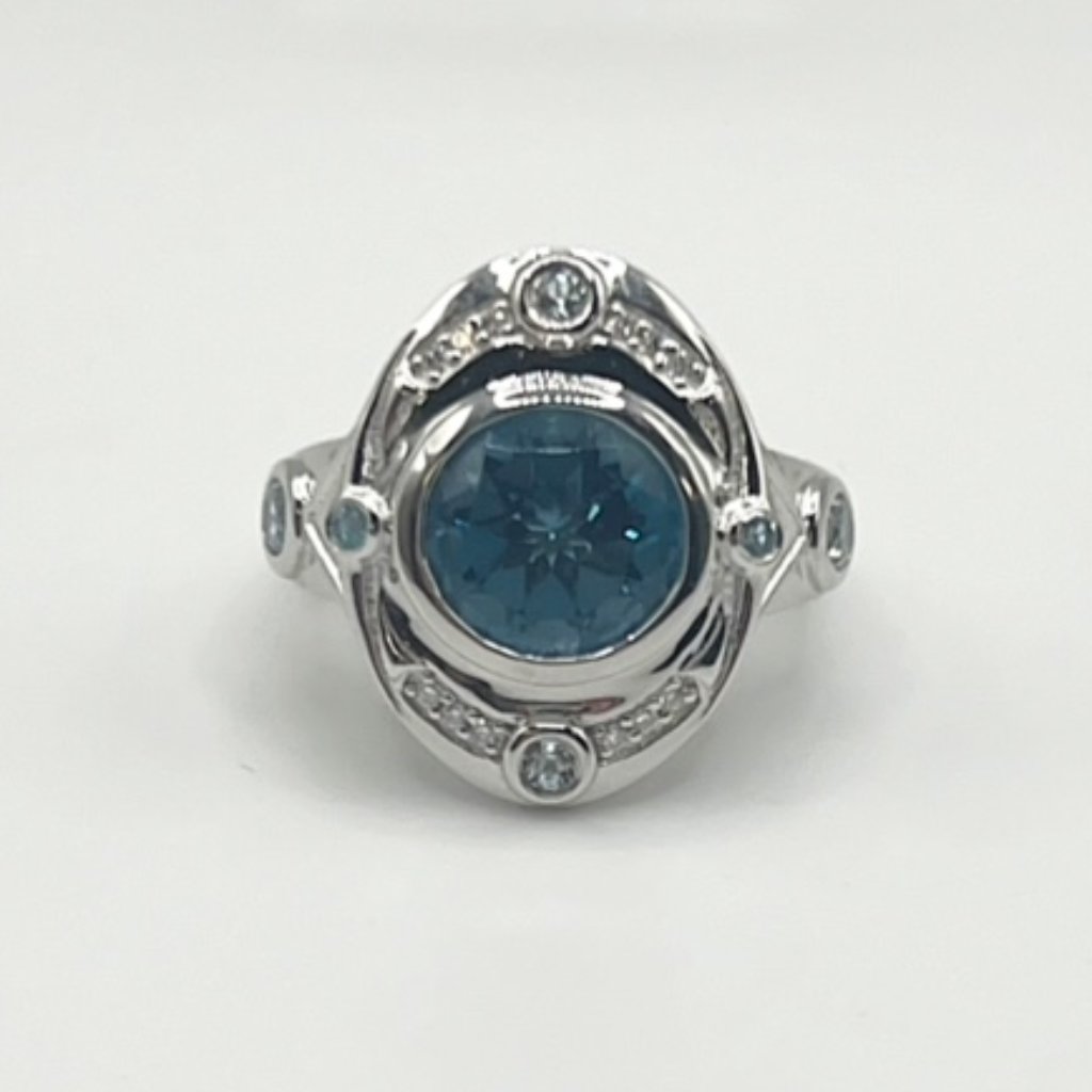London Blue Topaz And Sky Blue Topaz Ring In 925 Sterling Silver